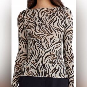 Intimissimi Long Sleeve Printed Top in Ultralight Modal with Cashmere- S